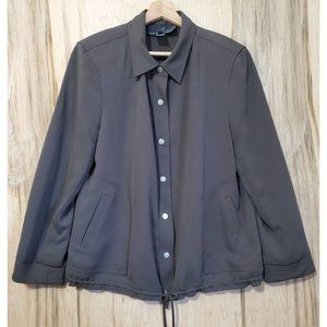 Yansi Fugel Brown Blazer Jacket Button Front Drawstring Waist Womens Sz XL NWT